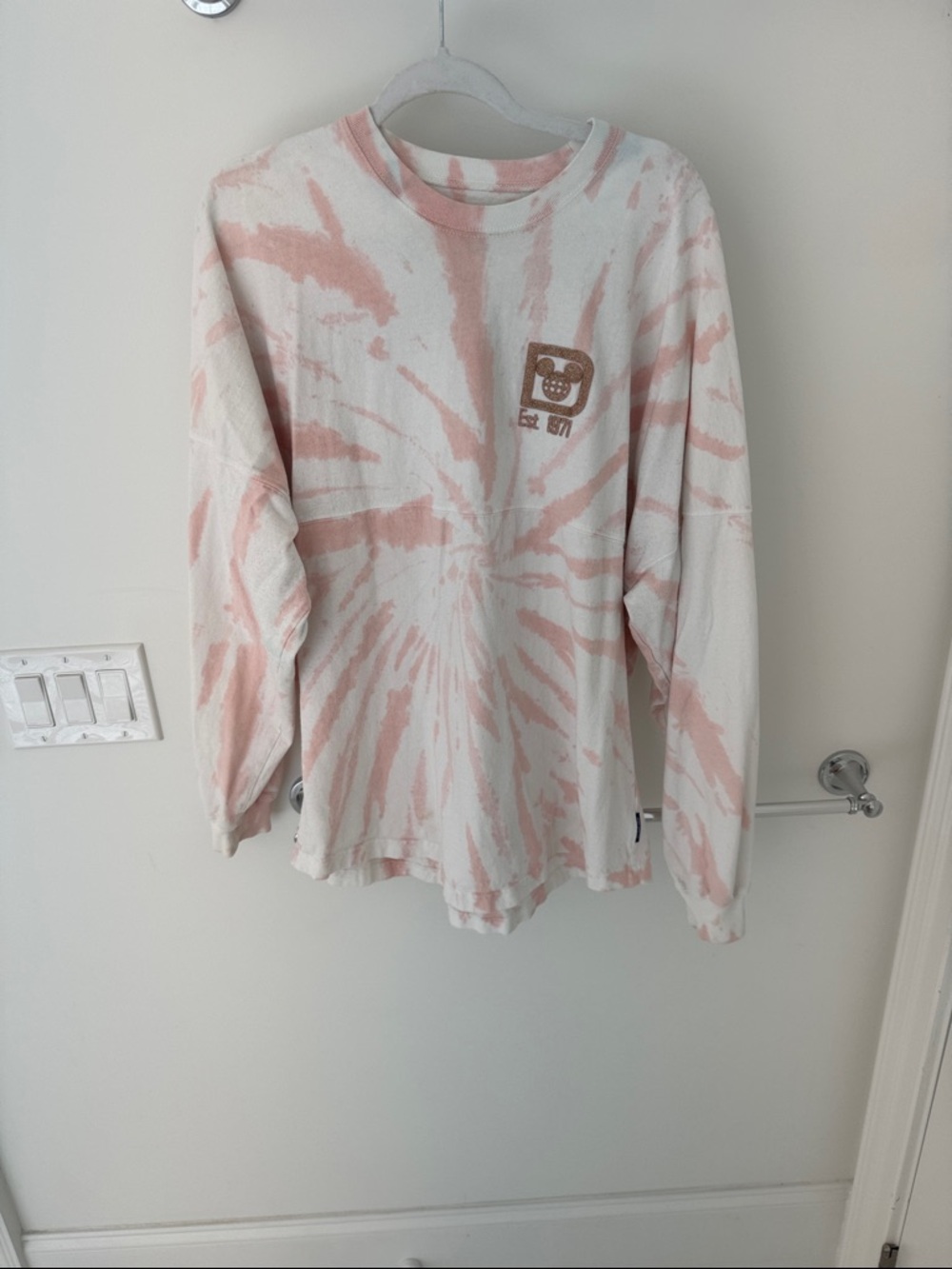 Disney Spirit Jersey  Long-Sleeve Tie-Dye Sweatshirt - Light Pink & White